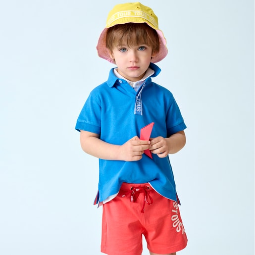 Piqué polo t-shirt in Casual blue