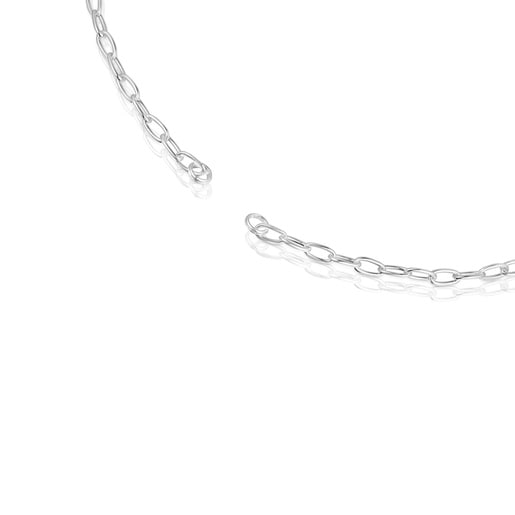 Collier en argent court Hold Oval