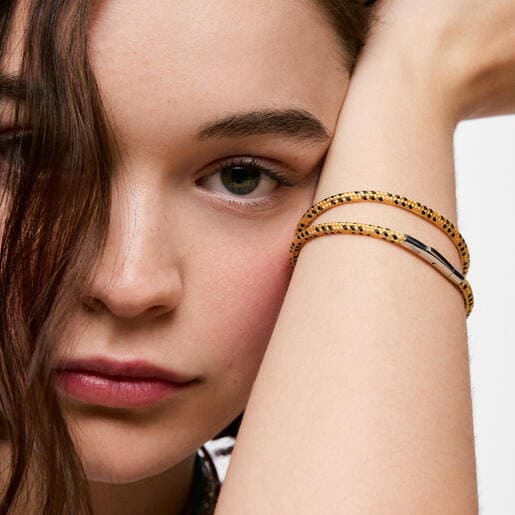 Pulsera con cordón amarillo y acero TOUS Basics