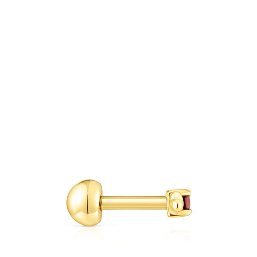 Piercing w kształcie serca New Motif ze stali IP w kolorze złotym, z granatem