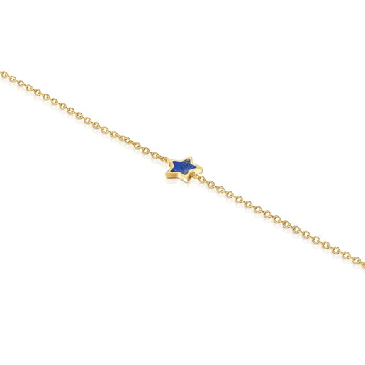 Pulsera cadena de oro 14 kt y lapislázuli XXS