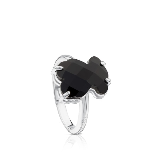 Silver and onyx Erma ring | TOUS