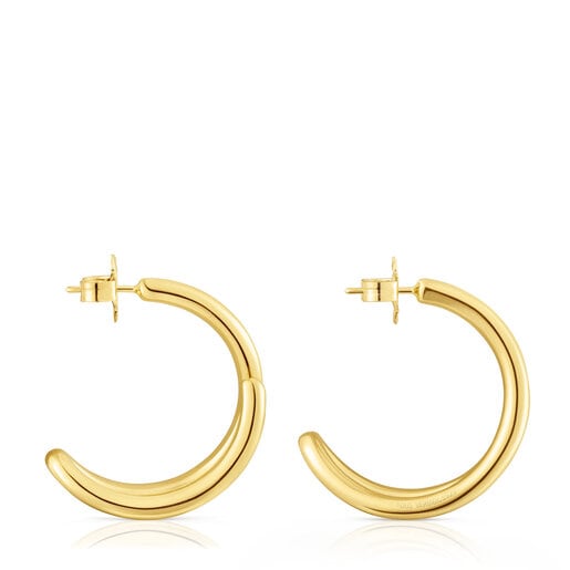 Aretes aro con baño de oro 18 kt sobre plata Bent