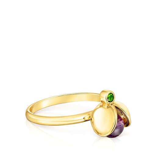 Bague Virtual Garden en argent vermeil avec améthyste et chromo-diopside