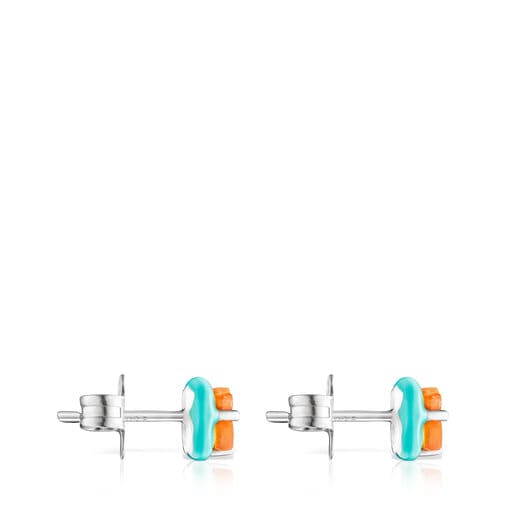 Silver TOUS Vibrant Colors Earrings with carnelian and enamel | TOUS