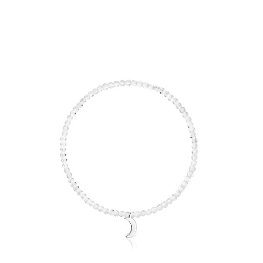 Pulsera elástica con cuarzo cristal de roca y luna de plata TOUS Motivos