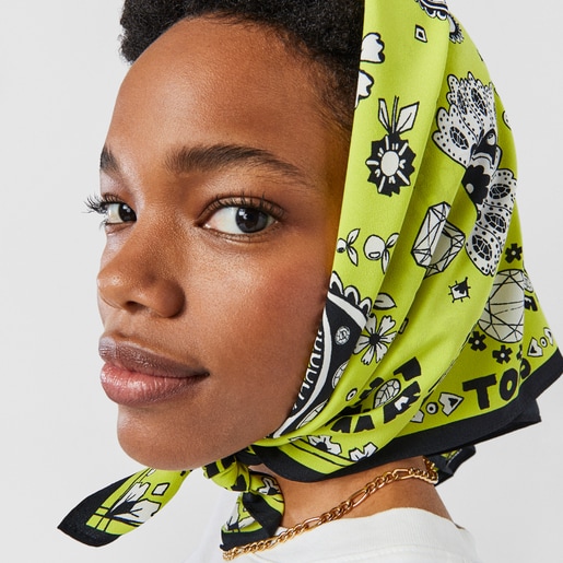 Lime green TOUS Gems Bandana scarf