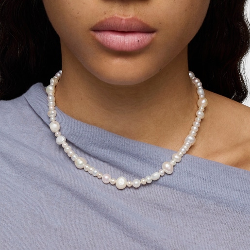 Collar de plata y perlas cultivadas grandes Sweet Dolls