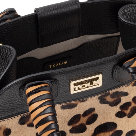 Bolso city pequeño de piel negro TOUS Script Premium