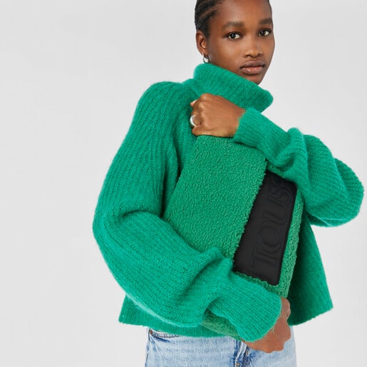 תיק צד TOUS Empire Fur בגודל גדול בצבע ירוק