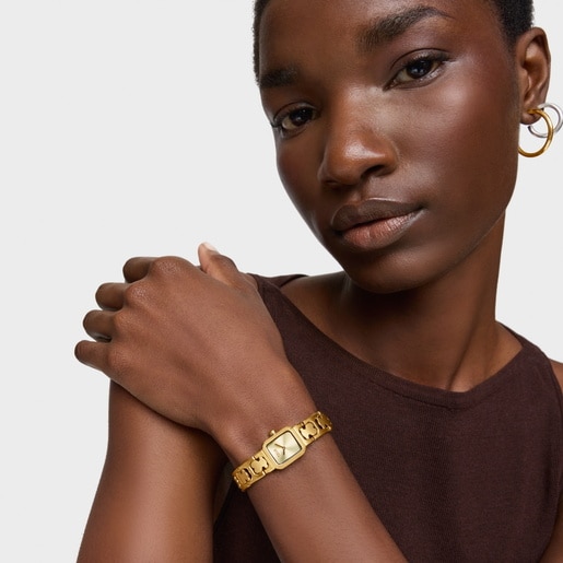 Reloj analógico con brazalete de acero dorado Icon Time