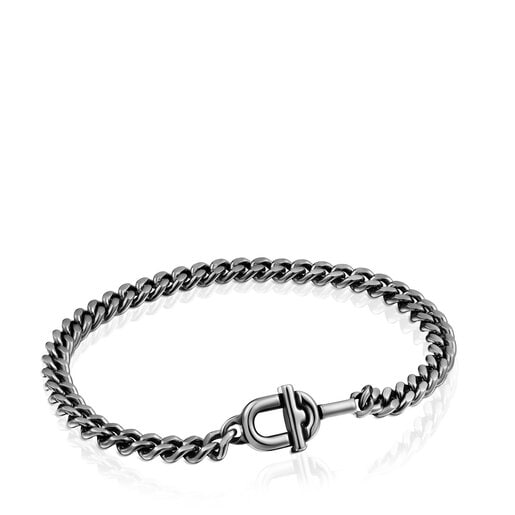 Bracelet chaîne maille forçat en argent dark silver 19 cm TOUS MANIFESTO