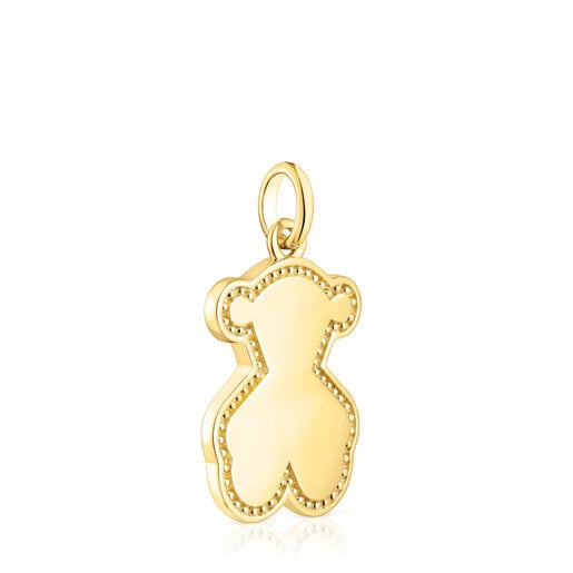 Silver vermeil bear silhouette Medallion pendant Efecttous