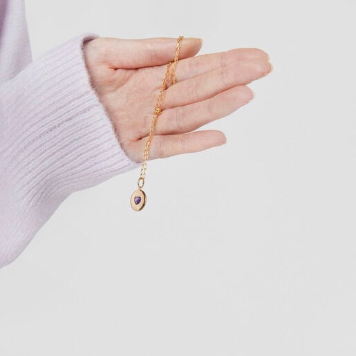 תליון מדליון Aelita מוורמיל כסף בשילוב לב מאבן אחלמה