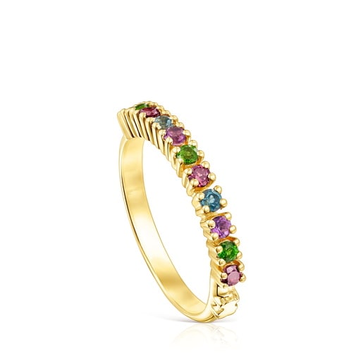 Silver vermeil TOUS Straight Half wedding ring with gemstones | TOUS