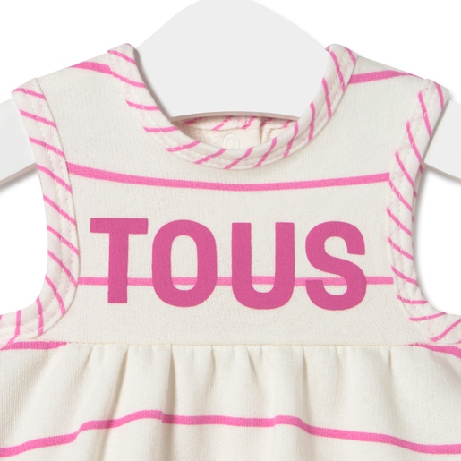 Girls stripy dress in Vibrant pink