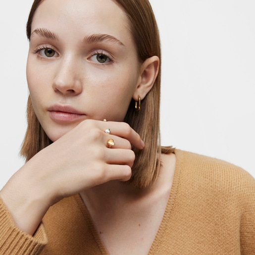 טבעת Double פתוחה My Other Half במוטיב לב גדול בשני גוונים