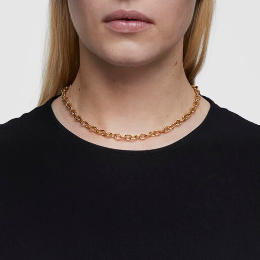 Curb chain Choker with 18kt gold plating over silver Cachito Mío