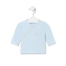 Wrap-over baby t-shirt in plain sky blue