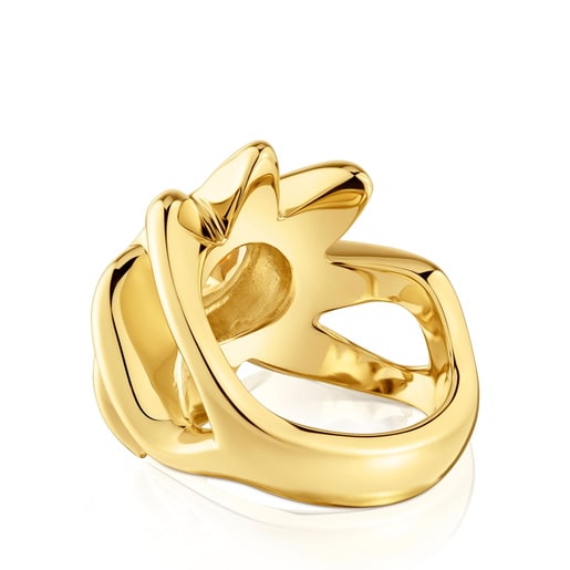 Chevalière en argent plaqué or 18 ct et citrine Galia