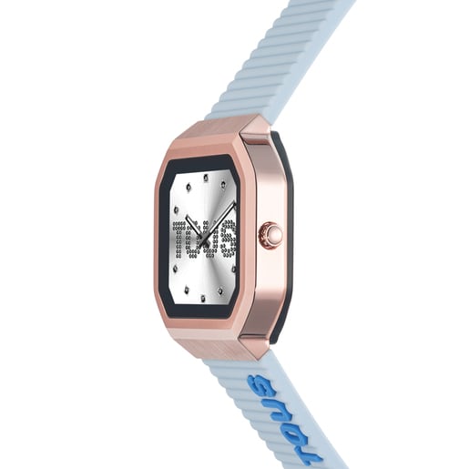 Montre smartwatch avec bracelets en nylon et en silicone bleu B-Connect