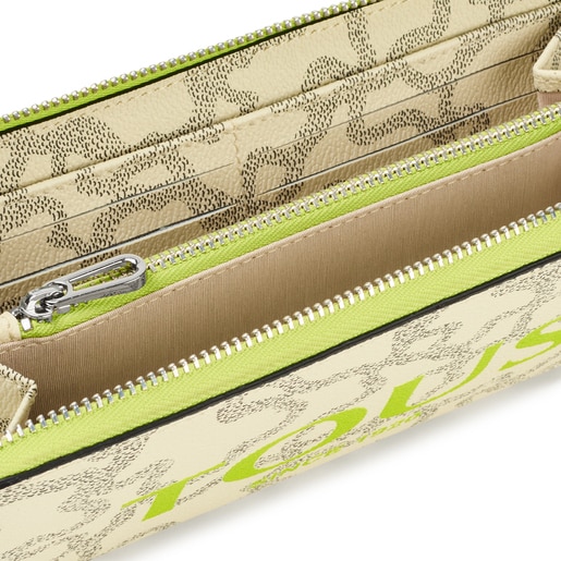 ארנק Kaos Legacy בינוני בצבעי בז' וירוק ליים