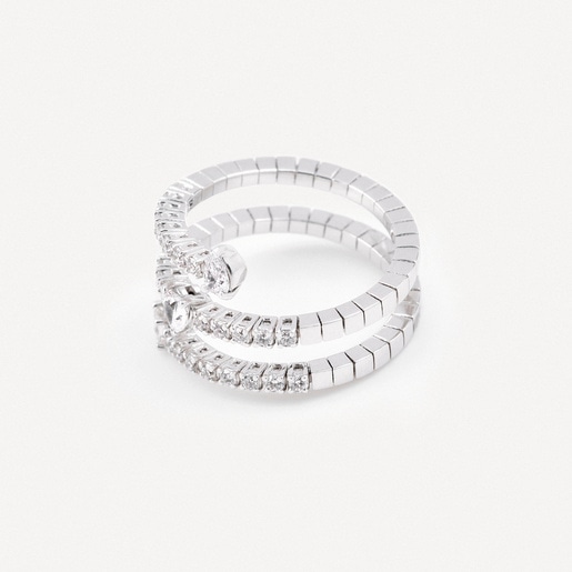 Anell triple espiral dor blanc amb diamants TOUS ATELIER