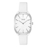 Montre analogique en acier avec bracelet en cuir blanc Heritage