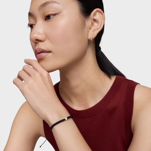 Pulsera estrella de plata y nylon negro TOUS Motivos
