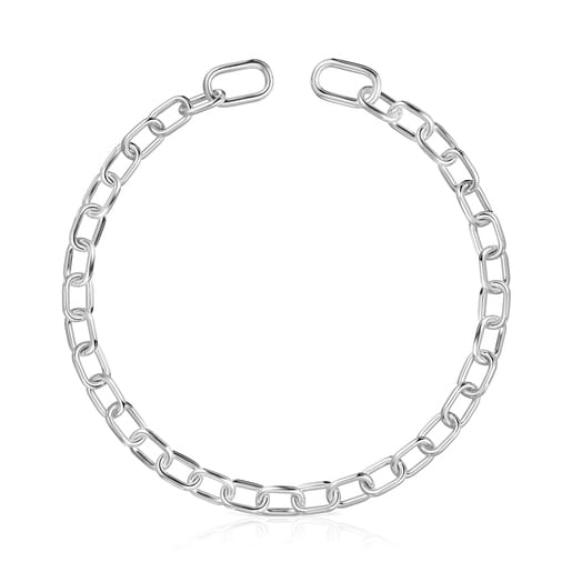 Collar corto XXL de plata Hold Oval