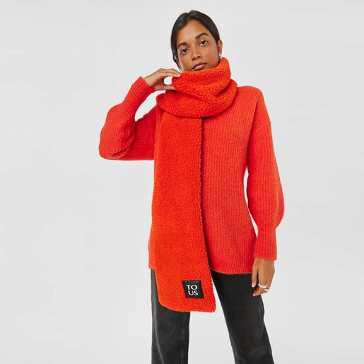 Coral-colored TOUS Pop Warm Scarf
