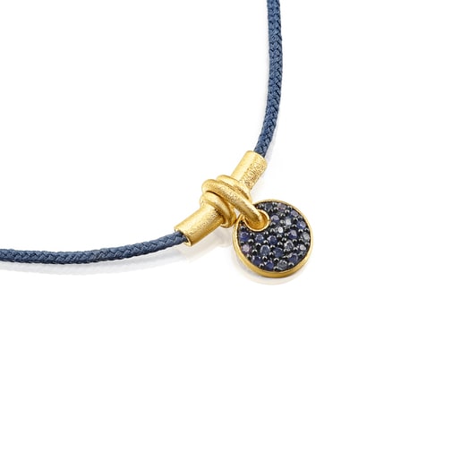 Pulsera de cordón luna con baño de oro 18 kt sobre plata y zafiros Luah