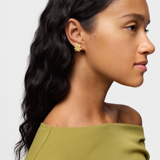 18kt gold plating over silver Earrings with motif Yagrumo