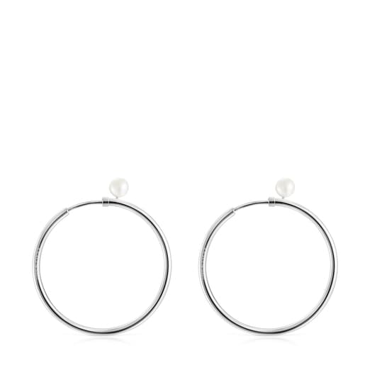 Aretes medianos TOUS Basics de Plata con Perla