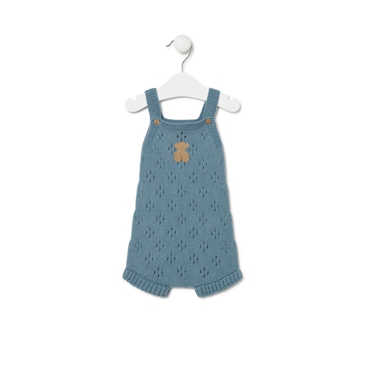 Knitted baby romper in Tricot blue