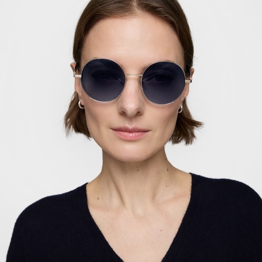 ブルー サングラス Round Metal