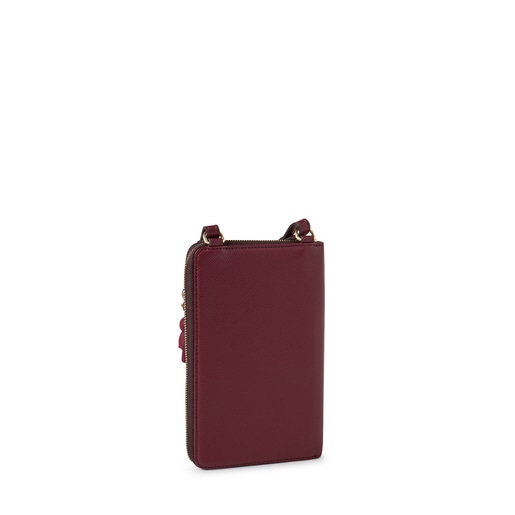 Pochette à téléphone portable et portefeuille avec bandoulière T Pop bordeaux