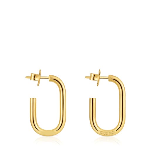 Aretes de aro largos con baño de oro 18 kt sobre plata 25 mm Basicos