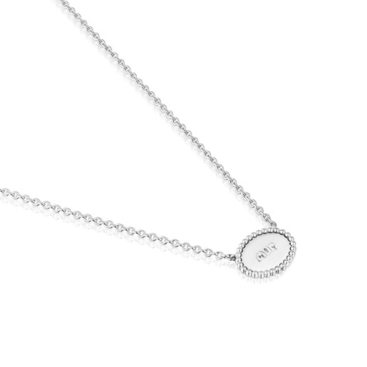 Collana corta in argento con placca TOUS Mom