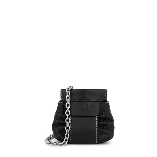 Mini sac seau TOUS Empire en cuir noir