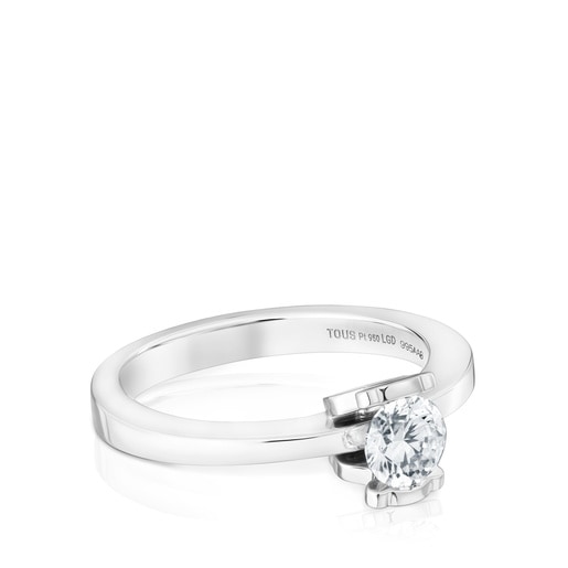 Anell solitari de platí amb diamant creat al laboratori 0,50 ct Sweet Diamonds LGD