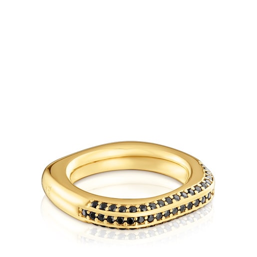 Bague en argent plaqué or 18 ct et spinelles Line