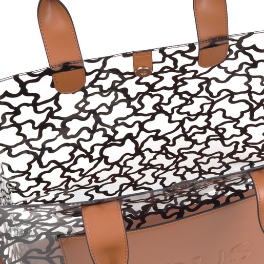 トートバッグ  Amaya Vinyl    XL ビニール ブルーｘブラウン