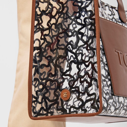 トートバッグ  Amaya Vinyl    XL ビニール ブルーｘブラウン