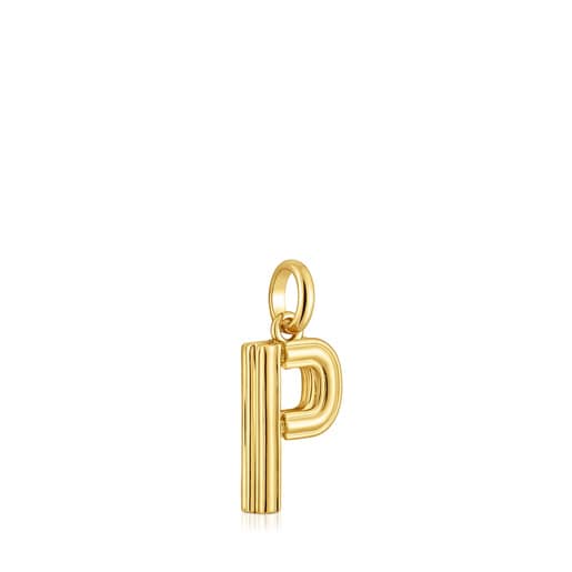 Pendentif lettre P en argent plaqué or 18 ct moyen TOUS Alphabet