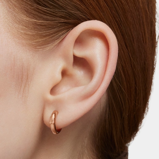 Rose Silver Vermeil TOUS Basics bear Hoop earrings