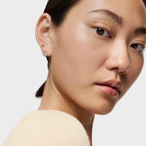 Aretes pequeños Straight disco de Plata