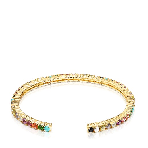 Silver Vermeil Straight Color Bracelet with Gemstones