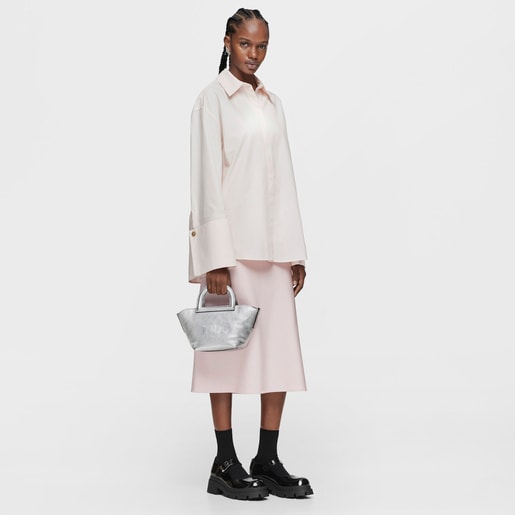 حقيبة كتف TOUS Dora صغيرة الحجم من الجلد باللون الفضي