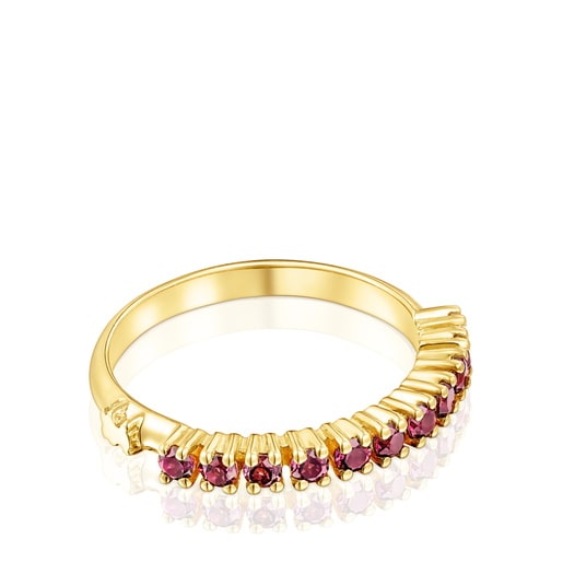 Silver vermeil TOUS Straight Half wedding ring with rhodolites | TOUS